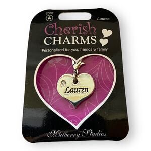 Cherish Charms LAUREN Name Bracelet Charm‎ NEW NWT Silvertone Silver Tone
